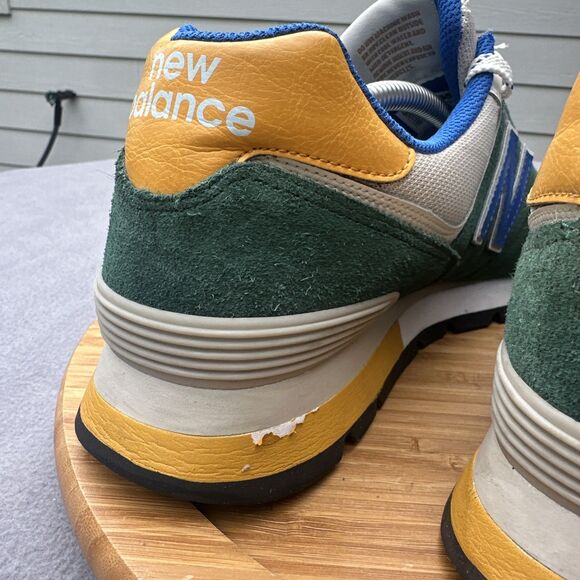 New Balance Green Suede Sneakers with Yellow and Blue Accents - Picture 6 of 9